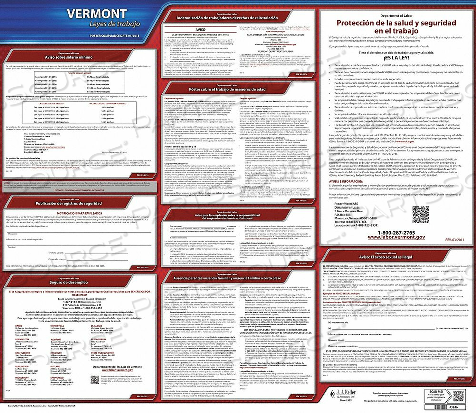 LABOR LAW POSTER STATE LABOR LAW VT by J.J. Keller & Associates LABOR LAW POSTER STATE LABOR LAW VT by J.J. Keller & Associates