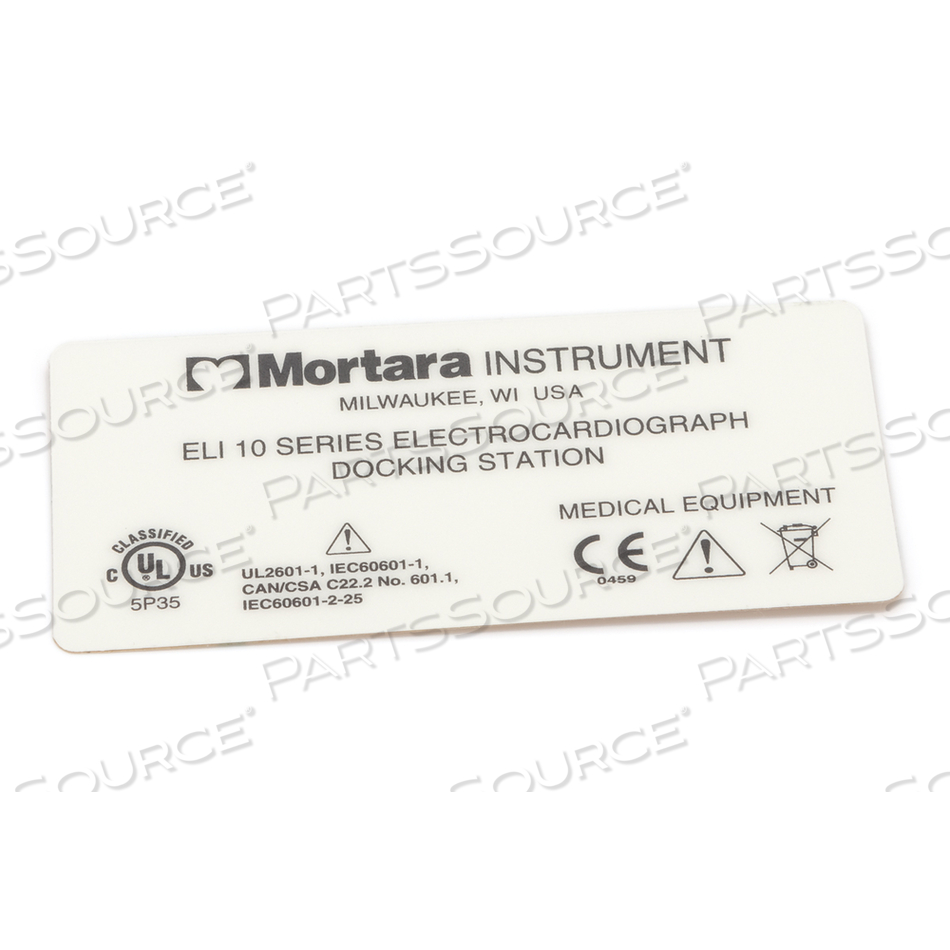 LABEL NAMEPLATE ELI 10 DOCKING STATION by Mortara Instrument, Inc