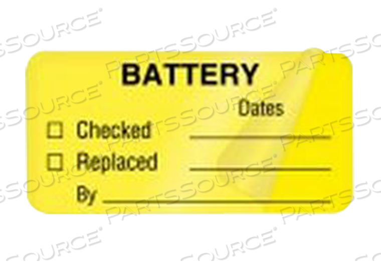 UAL™ 1 H X 2IN W FLUORESCENT YELLOW REMOVABLE CHECKED REPLACED BATTERY AND LAMP MAINTENANCE LABEL by United Ad Label