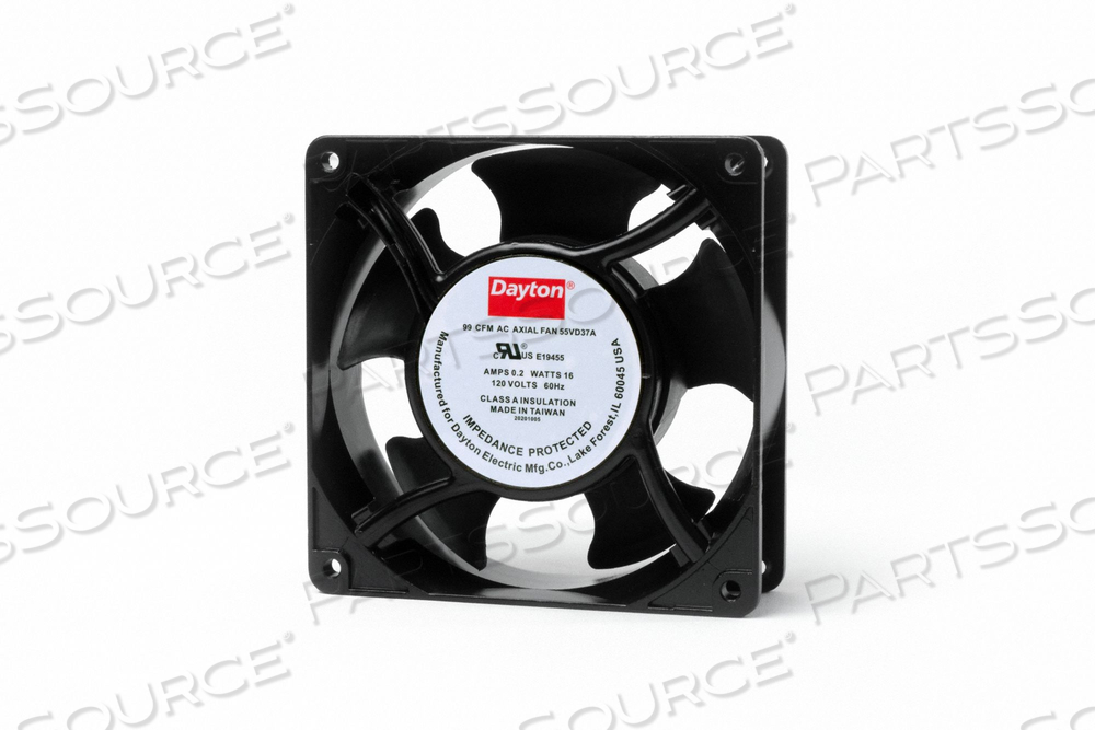 STANDARD SQUARE AXIAL FAN, FAN SHAPE SQUARE, MOUNTING EYE O.C. 4 1/8 IN, HEIGHT 4 11/16 IN, DEPTH 1 1/2 IN, WIDTH 4 11/16 IN, FAN CORD LENGT by DAYTON ELECTRIC MANUFACTURING CO