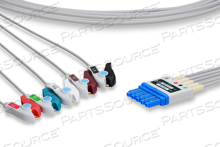 ECG CABLE, 2.6 MM, 0.9 M CABLE, TPU JACKET, GRAY, 5 LEADSET, MEETS AAMI ANSI EC53, ISO 