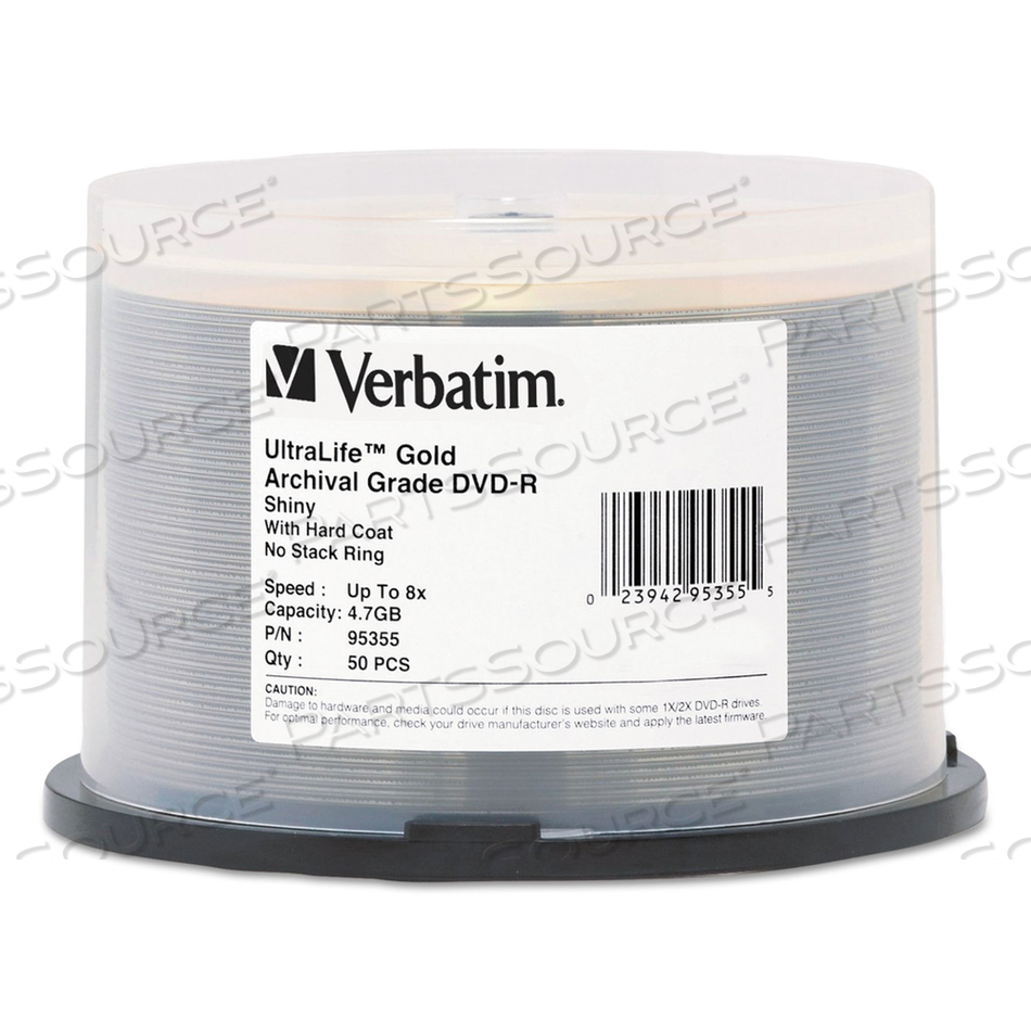 ULTRALIFE GOLD ARCHIVAL GRADE DVD-R, 4.7 GB, 16X, SPINDLE, GOLD by Verbatim ULTRALIFE GOLD ARCHIVAL GRADE DVD-R, 4.7 GB, 16X, SPINDLE, GOLD by Verbatim