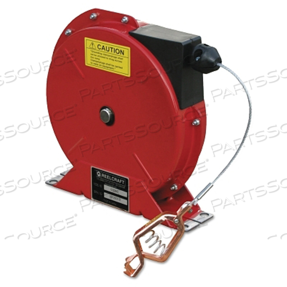 G3050 SERIES HEAVY-DUTY SPRING RETRACTABLE GROUNDING REEL, 7 X 7 STRANDED STEEL CABLE, 50 FT by Reelcraft G3050 SERIES HEAVY-DUTY SPRING RETRACTABLE GROUNDING REEL, 7 X 7 STRANDED STEEL CABLE, 50 FT by Reelcraft