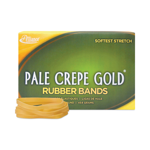 PALE CREPE GOLD RUBBER BANDS, SIZE 64, 0.04" GAUGE, GOLDEN CREPE, 1 LB BOX, 490/BOX by Alliance Rubber Company