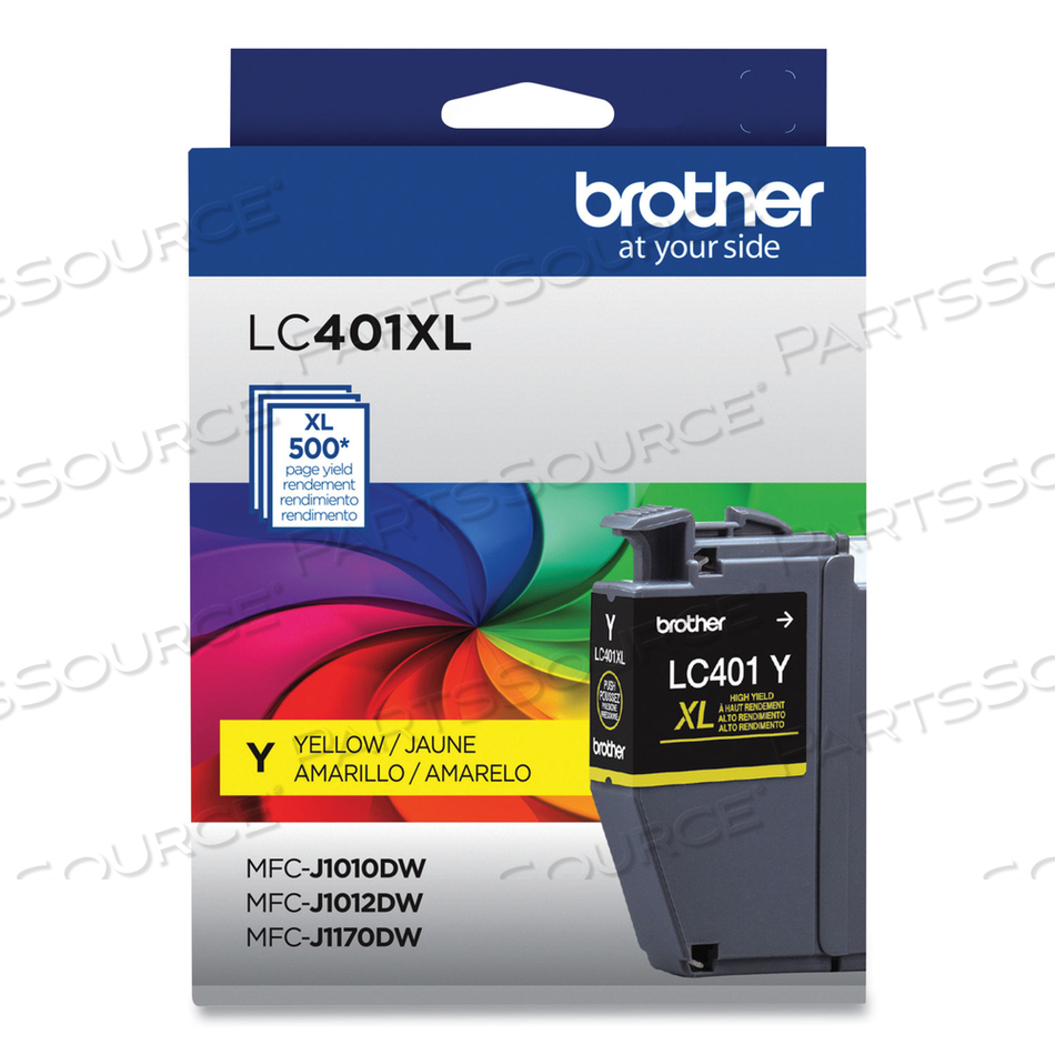 LC401XLYS HIGH-YIELD INK, 500 PAGE-YIELD, YELLOW by Brother