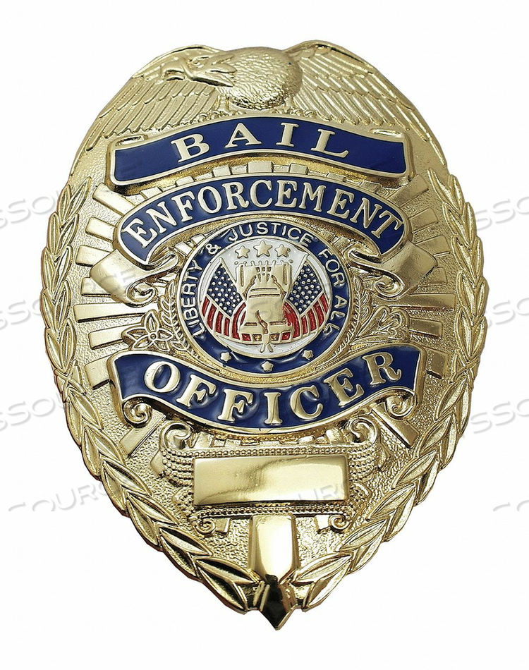METAL BADGE BAIL ENF OFFICER- OVAL GOLD by Heros Pride