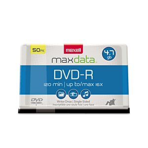 DVD-R RECORDABLE DISC, 4.7 GB, 16X, SPINDLE, GOLD, 50/PACK by Maxell