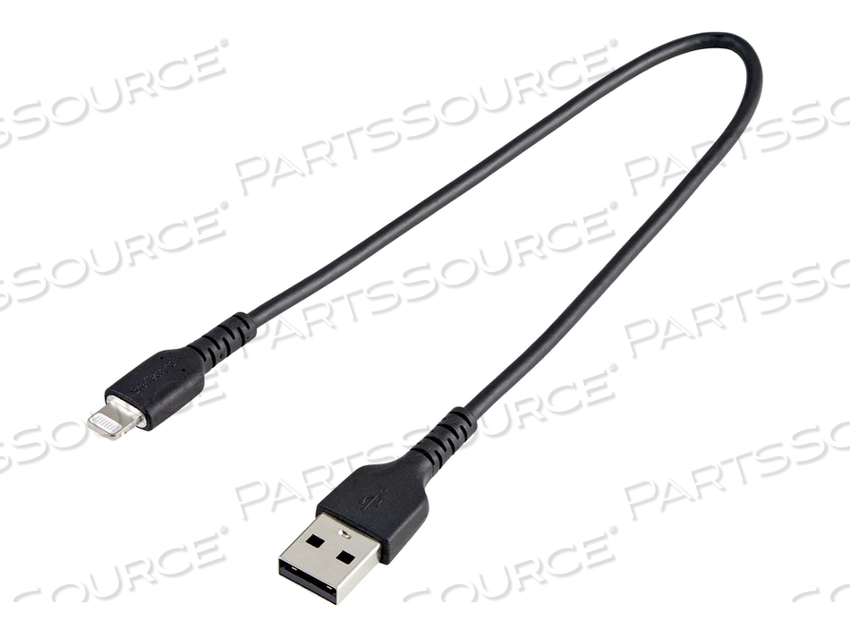 12 IN(30CM) DURABLE BLACK USB-A TO LIGHTNING CABLE, HEAVY DUTY RUGGED ARAMID FIBER USB TYPE A TO LIGHTNING CHARGER/SYNC POWER CORD, APPLE MF by StarTech.com Ltd. 12 IN(30CM) DURABLE BLACK USB-A TO LIGHTNING CABLE, HEAVY DUTY RUGGED ARAMID FIBER USB TYPE A TO LIGHTNING CHARGER/SYNC POWER CORD, APPLE MF by StarTech.com Ltd.