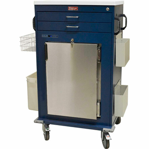 PREMIUM MALIGNANT HYPERTHERMIA CART WITH REFRIGERATOR, 2 DRAWERS, KEY LOCK, NAVY - MH5200K by Harloff Company, The PREMIUM MALIGNANT HYPERTHERMIA CART WITH REFRIGERATOR, 2 DRAWERS, KEY LOCK, NAVY - MH5200K by Harloff Company, The