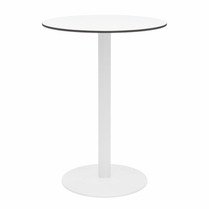 30" ROUND OUTDOOR BAR TABLE - DESIGNER WHITE PHENOLIC TOP - WHITE ALUMINUM FRAME - IVY SERIES by KFI