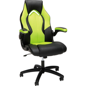ESSENTIALS COLLECTION HIGH-BACK RACING STYLE BONDED LEATHER GAMING CHAIR, IN GREEN by OFM Inc
