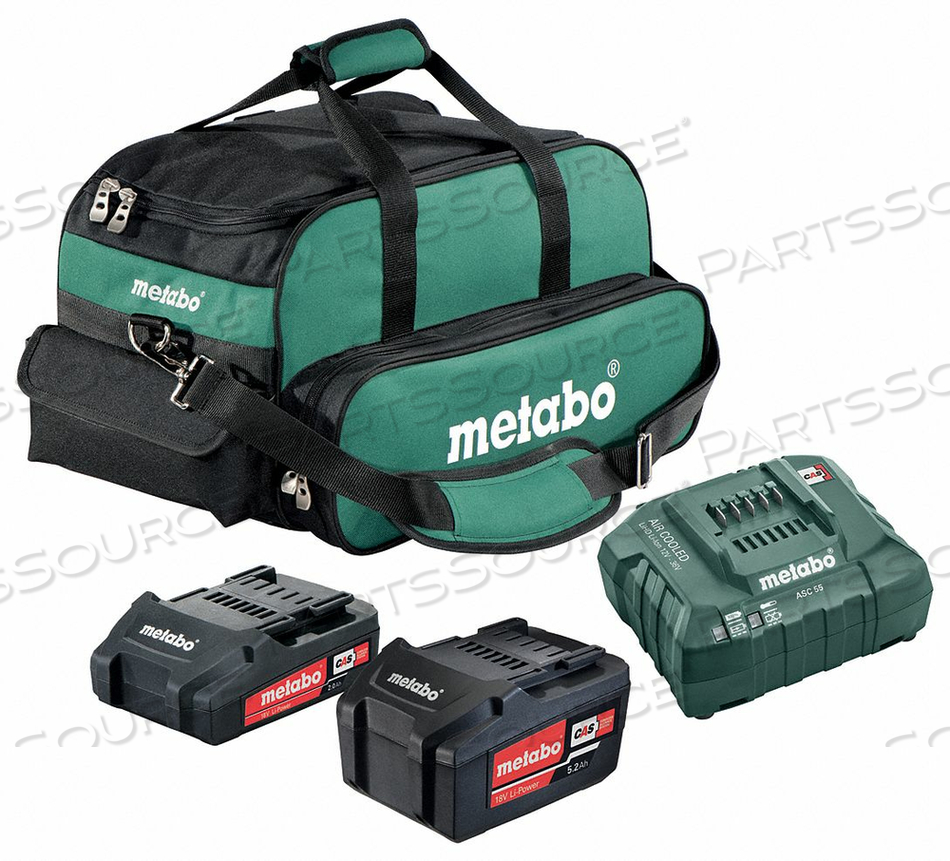 BATTERY AND CHARGER KIT 18V 5.2AH LI-ION by Metabo