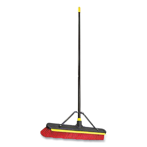 BULLDOZER 2-IN-1 SQUEEGEE PUSHBROOM, 24 X 54, PET BRISTLES, FINISHED STEEL HANDLE, BLACK/RED/YELLOW by Quickie