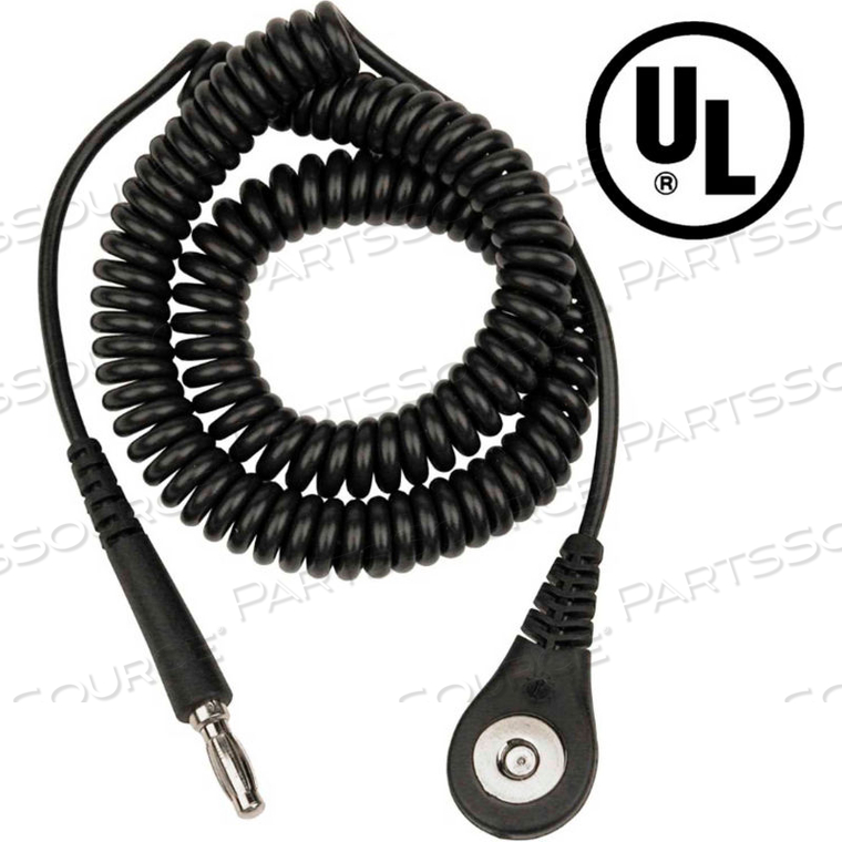 JEWEL MAGSNAP COIL CORD 12 FT THERMOPLASTIC ELASTOMER - BLACK by Desco