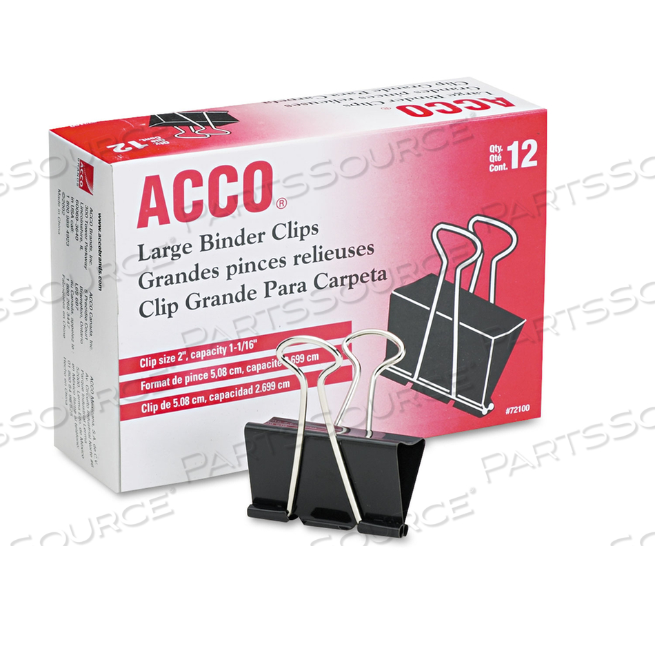 BINDER CLIPS, LARGE, BLACK/SILVER by ACCO Brands BINDER CLIPS, LARGE, BLACK/SILVER by ACCO Brands