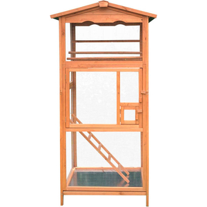 HANOVER OUTDOOR WOODEN BIRD CAGE WITH 3 RESTING BARS, LADDER, WATERPROOF ROOF AND REMOVABLE TRAY by Almo HANOVER OUTDOOR WOODEN BIRD CAGE WITH 3 RESTING BARS, LADDER, WATERPROOF ROOF AND REMOVABLE TRAY by Almo
