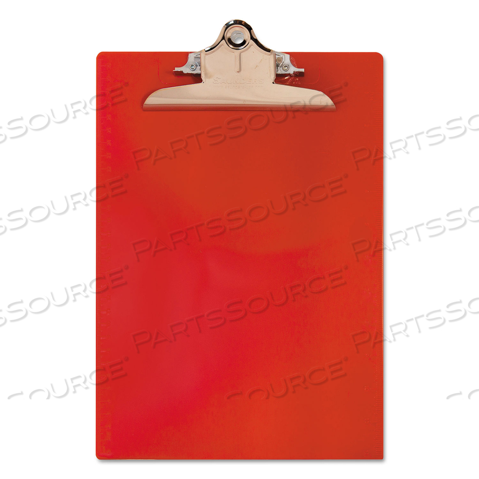 RECYCLED PLASTIC CLIPBOARD WITH RULER EDGE, 1" CLIP CAPACITY, HOLDS 8.5 X 11 SHEETS, RED by Saunders RECYCLED PLASTIC CLIPBOARD WITH RULER EDGE, 1" CLIP CAPACITY, HOLDS 8.5 X 11 SHEETS, RED by Saunders