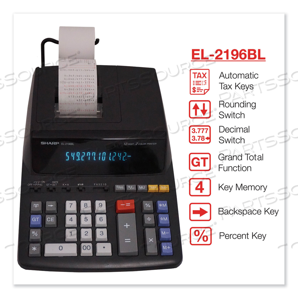 EL2196BL TWO-COLOR PRINTING CALCULATOR, BLACK/RED PRINT, 3.7 LINES/SEC by Sharp Electronics Corporation