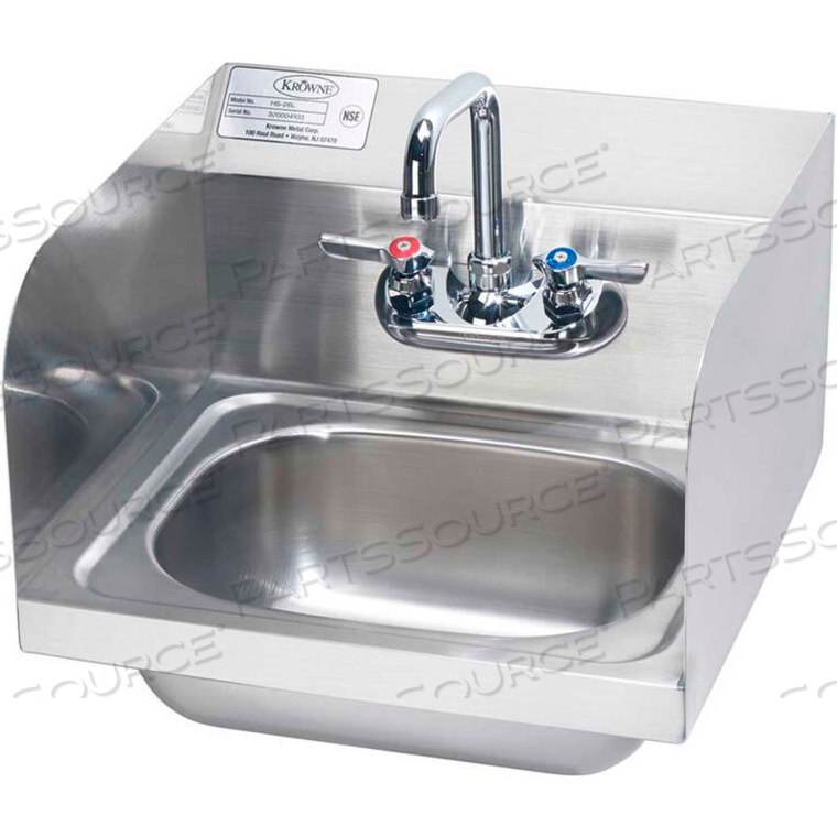 16" HAND SINK WITH SIDE SPLASHES COMPLIANT, WRIST HANDLES by Krowne