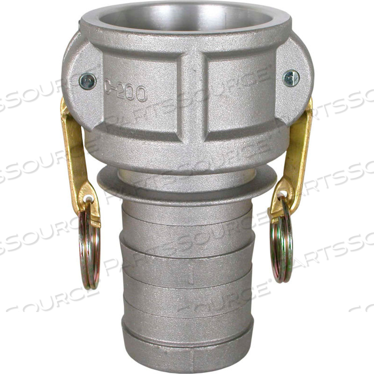 1" ALUMINUM CAMLOCK FITTING - MALE BARB X FEMALE COUPLER THREAD 