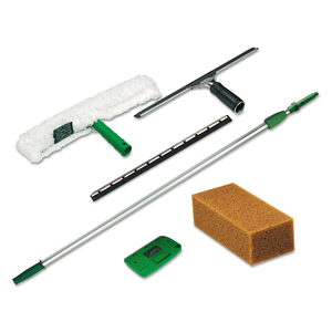 PRO WINDOW CLEANING KIT WITH 8 FT POLE, SCRUBBER, SQUEEGEE, SCRAPER, SPONGE by Unger