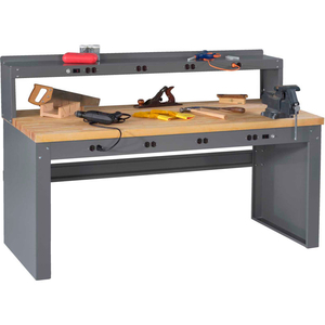 EB-2-3672M PANEL LEG WORKBENCH - 8 OUTLET PANEL & RISER, HARDWOOD TOP - 72 X 36 X 47-1/4"H by Tennsco Corp.