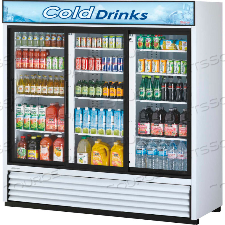 TGM-69R - MERCHANDISER, REFRIGERATED, WHITE, 3 SLIDING GLASS DOORS, 69 CU. FT., 78"W by Turbo Air Inc TGM-69R - MERCHANDISER, REFRIGERATED, WHITE, 3 SLIDING GLASS DOORS, 69 CU. FT., 78"W by Turbo Air Inc