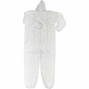 HD POLYPROPYLENE COVERALL, ELASTIC WRISTS & ANKLES, ATTACHED HOOD, ZIPPER FRONT, WHITE, 5XL, 25/CS by Keystone Safety