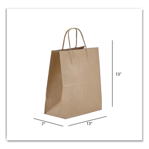 KRAFT PAPER BAGS, JR. MART, 13 X 7 X 13, NATURAL, 250/CARTON by Prime Time Packaging