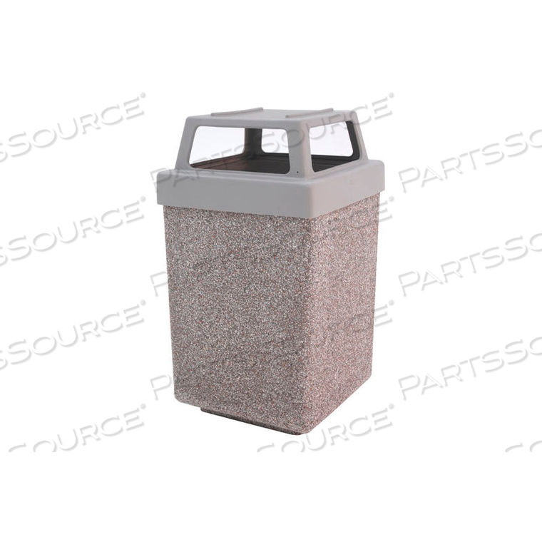 CONCRETE WASTE RECEPTACLE W/GRAY PLASTIC 4 WAY TOP - 25" X 25" GRAY/TAN by Wausau Tile CONCRETE WASTE RECEPTACLE W/GRAY PLASTIC 4 WAY TOP - 25" X 25" GRAY/TAN by Wausau Tile