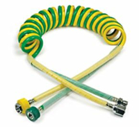 SINGLE COILED NON CONDUCTIVE HOSE, 1/4 IN OD, HIGH-GRADE POLYURETHANE, OXYGEN, GREEN, DISS HEX NUT/HAND TIGHT CONNECTION, MEETS NFPA 99, 15  by Medical Fittings (Precision Medical)
