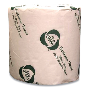 RECYCLED 2-PLY STANDARD TOILET PAPER, SEPTIC SAFE, WHITE, 550 SHEETS/ROLL, 80 ROLLS/CARTON by Eco Green