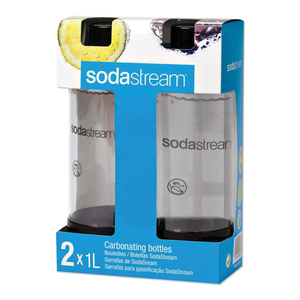 CARBONATING BOTTLE TWIN PACK, PLASTIC, 33 OZ, CLEAR/BLACK by SodaStream