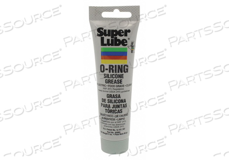 MULTIPURPOSE O-RING SILICONE GREASE, 3 OZ CONTAINER, TUBE, WHITE, SEMI SOLID, WHITE, NLGI GRADE 2, >300 DEG C, -40 TO 500 DEG F, MEETS OSHA, by Super Lube