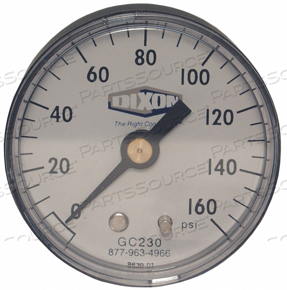 ABS DRY GAUGE 1/8 BACK MOUNT 0-160PSI by Dixon Valve and Coupling