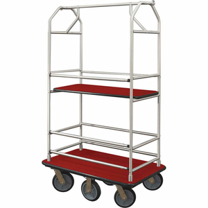 BELLMAN CONDO CART 48X25 SATIN ALUMINUM BURGUNDY CARPET, 6 RUBBER WHEELS by Glaro Products Inc