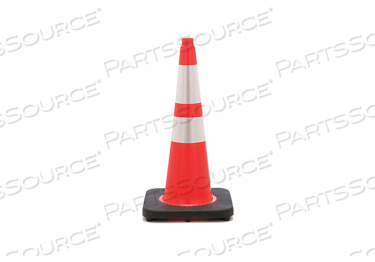 TRAFFIC CONE, NIGHT OR HIGH SPEED ROADWAY (45 MPH OR HIGHER), REFLECTIVE, 28 IN CONE HT, ORANGE, PVC by JBC Safety Plastic, Inc. TRAFFIC CONE, NIGHT OR HIGH SPEED ROADWAY (45 MPH OR HIGHER), REFLECTIVE, 28 IN CONE HT, ORANGE, PVC by JBC Safety Plastic, Inc.