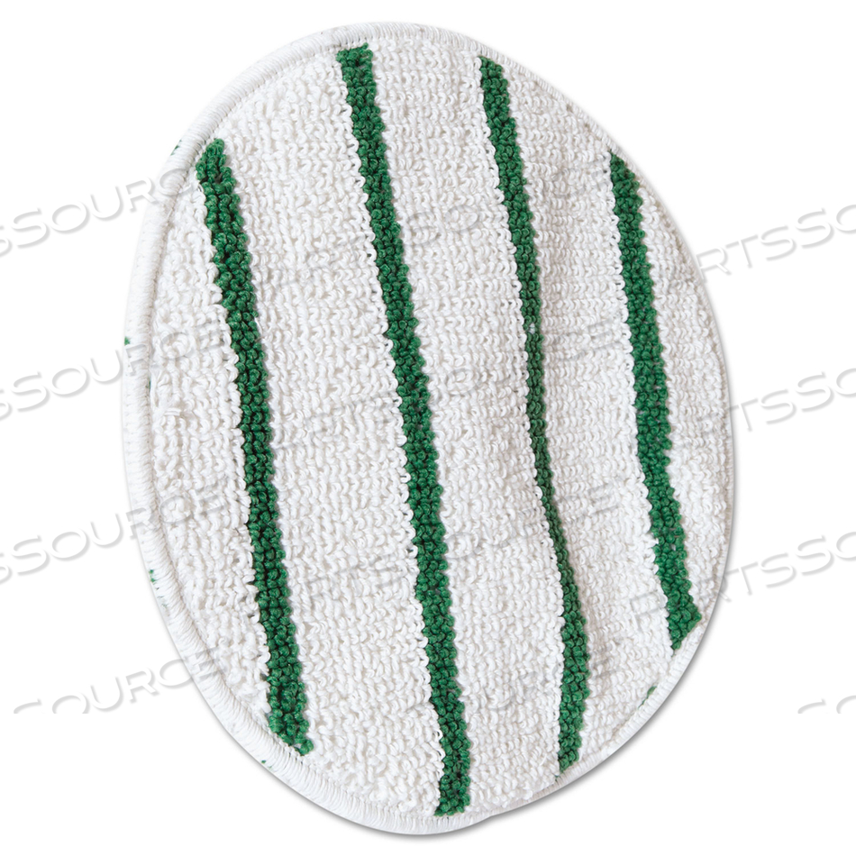 LOW PROFILE SCRUB-STRIP CARPET BONNET, 17" DIAMETER, WHITE/GREEN 