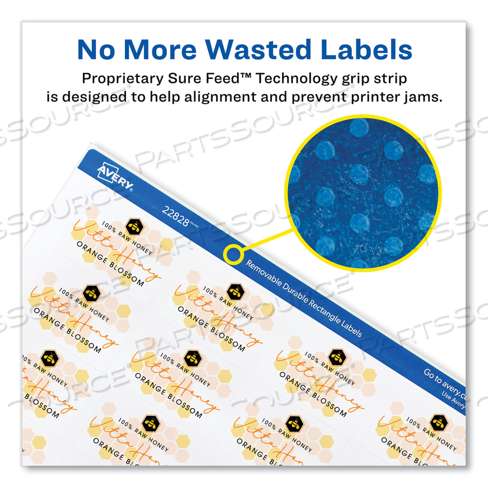 REMOVABLE DURABLE WHITE RECTANGLE LABELS W/ SURE FEED, 1.25 X 1.75 by Avery