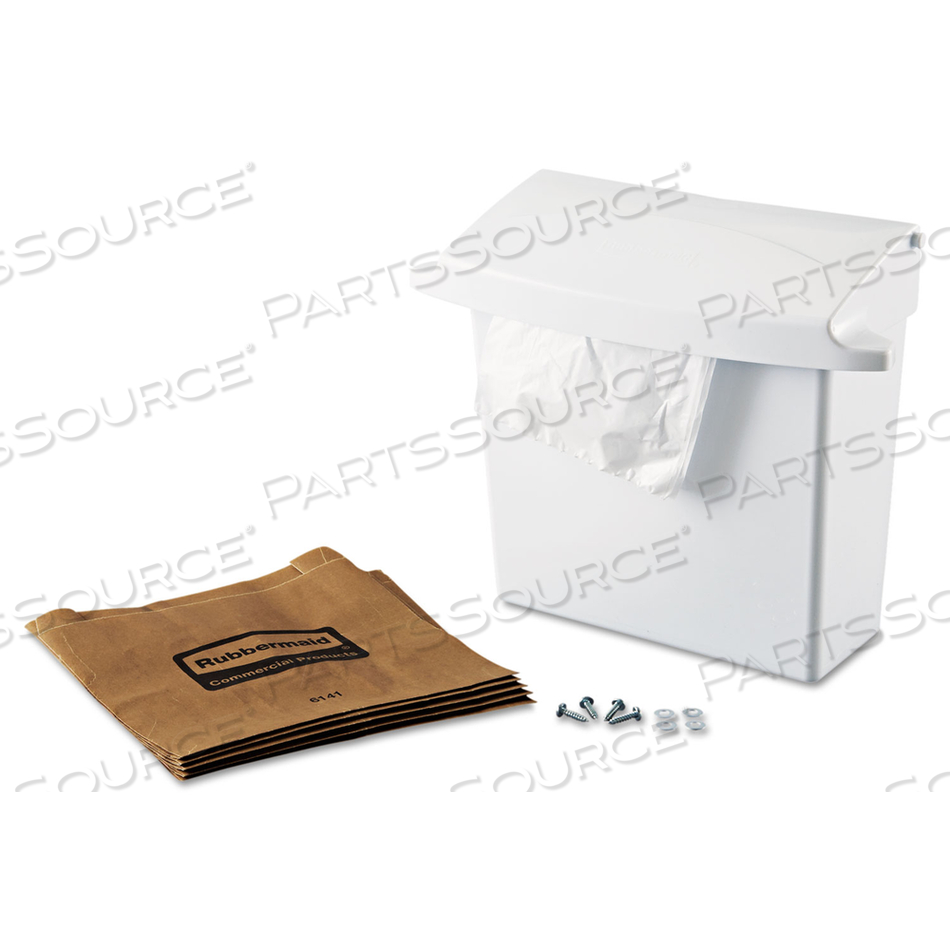 SANITARY NAPKIN RECEPTACLE WITH RIGID LINER, PLASTIC, WHITE by Rubbermaid Medical Division