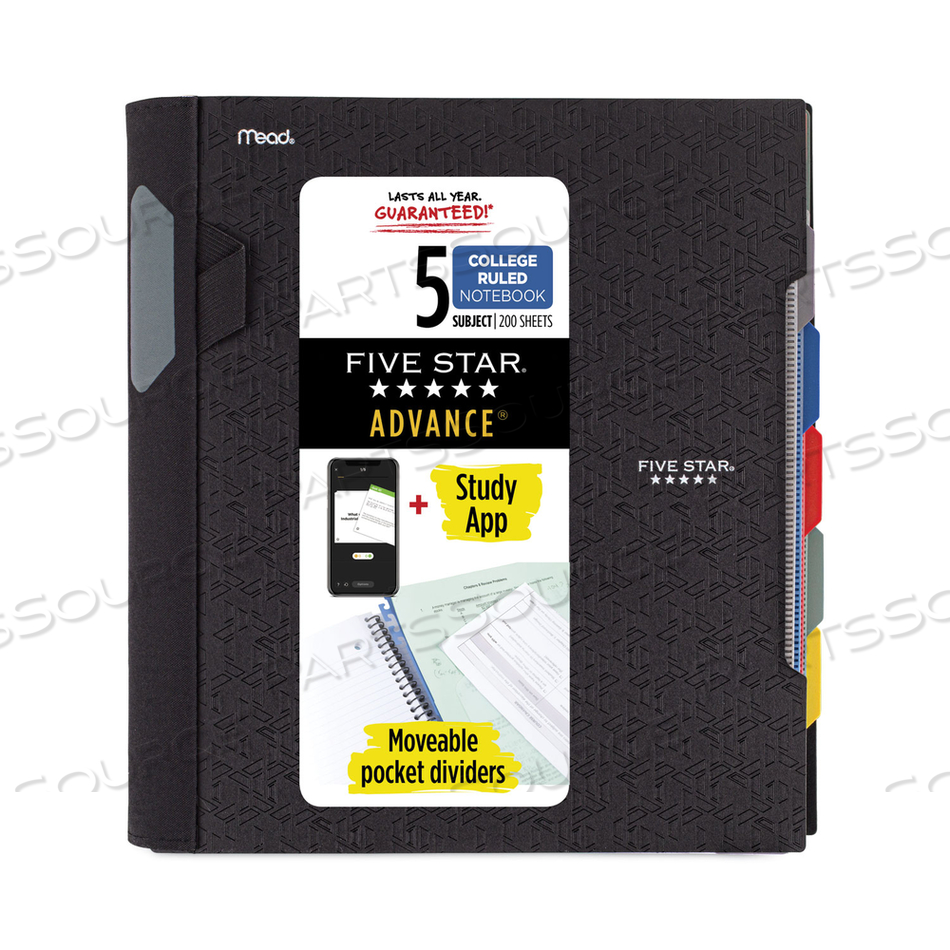 ADVANCE WIREBOUND NOTEBOOK, 5 SUBJECT, 10 POCKETS, MEDIUM/COLLEGE RULE, RANDOMLY ASSORTED COVERS, 11 X 8.5, 200 SHEETS by Five Star ADVANCE WIREBOUND NOTEBOOK, 5 SUBJECT, 10 POCKETS, MEDIUM/COLLEGE RULE, RANDOMLY ASSORTED COVERS, 11 X 8.5, 200 SHEETS by Five Star