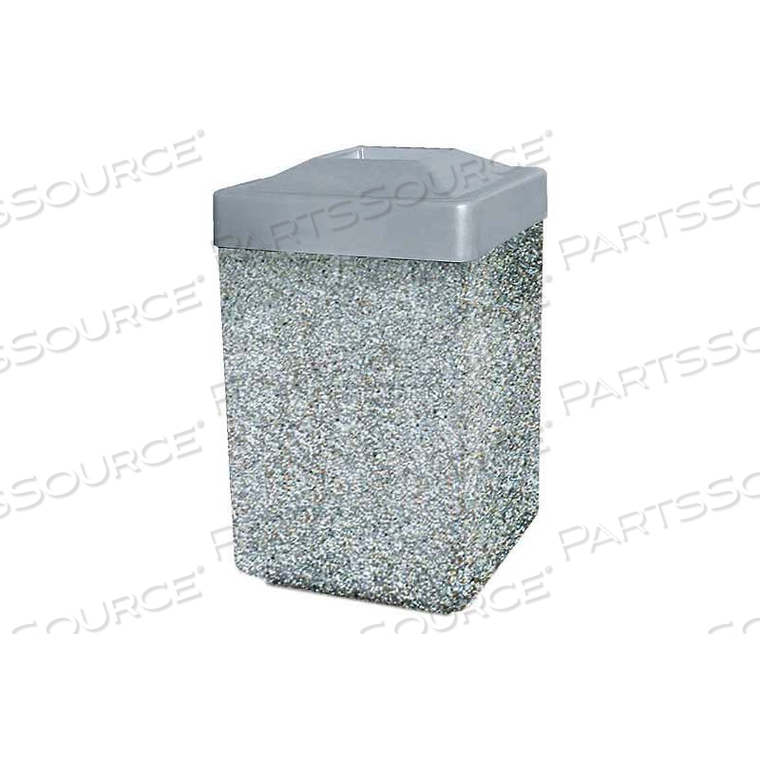 CONCRETE WASTE RECEPTACLE W/GRAY PLASTIC PITCH IN TOP - 25" X 25" GRAY/TAN by Wausau Tile