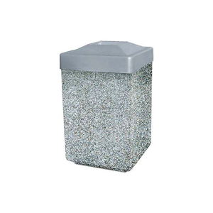 CONCRETE WASTE RECEPTACLE W/GRAY PLASTIC PITCH IN TOP - 25" X 25" GRAY/TAN by Wausau Tile