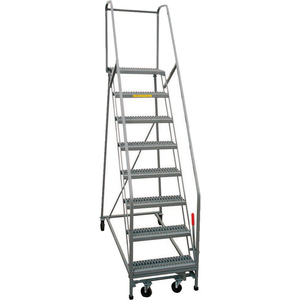 15-STEP ROLLING LADDER, SERRATED, 24" STEP WIDTH by P.W. Platforms, Inc.