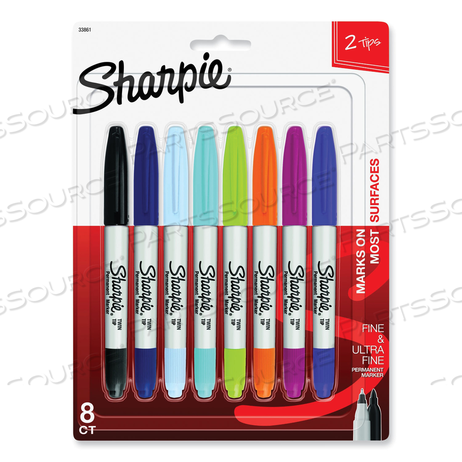 TWIN-TIP PERMANENT MARKER, EXTRA-FINE/FINE BULLET TIPS, ASSORTED COLORS by Sharpie TWIN-TIP PERMANENT MARKER, EXTRA-FINE/FINE BULLET TIPS, ASSORTED COLORS by Sharpie