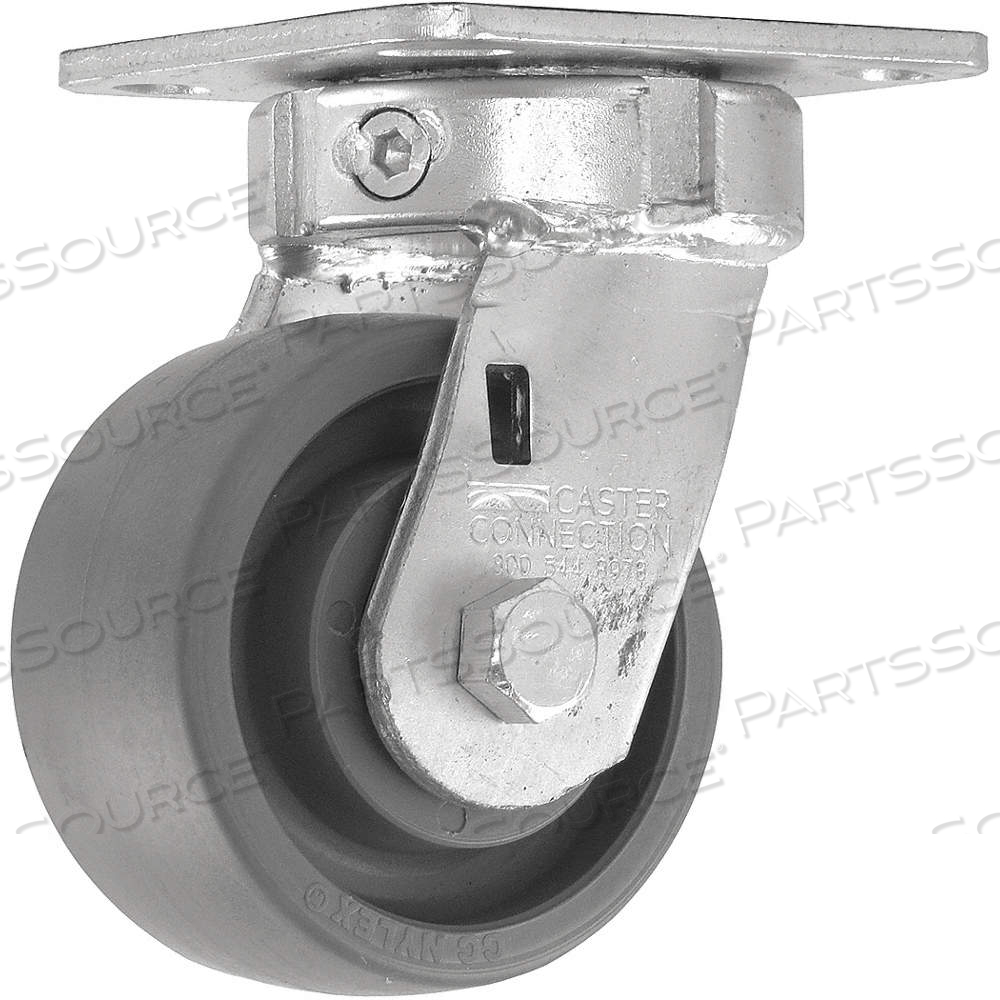KINGPINLESS PLATE CASTER, 4 IN WHEEL DIA., 1000 LB, 5 5/8 IN MOUNTING HT, NYLON by Approved Vendor KINGPINLESS PLATE CASTER, 4 IN WHEEL DIA., 1000 LB, 5 5/8 IN MOUNTING HT, NYLON by Approved Vendor