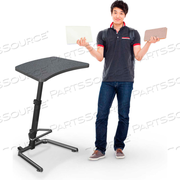 90532 UP-RITE STUDENT SIT/STAND DESK, 26"- 43"H X 26-5/8"W X 20"D, GRAPHITE NEBULA 