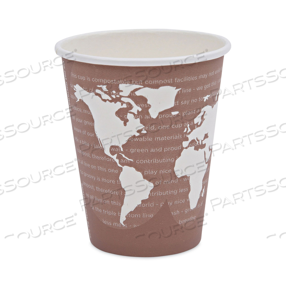 WORLD ART RENEWABLE AND COMPOSTABLE HOT CUPS, 8 OZ, PLUM by Eco-Products WORLD ART RENEWABLE AND COMPOSTABLE HOT CUPS, 8 OZ, PLUM by Eco-Products