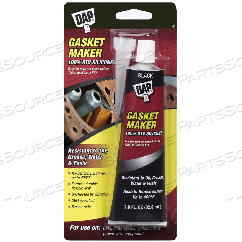 GASKET 100% RTV SILICONE RUBBER SEALANT - 2.8 OZ., BLACK - by DAP Products Inc.