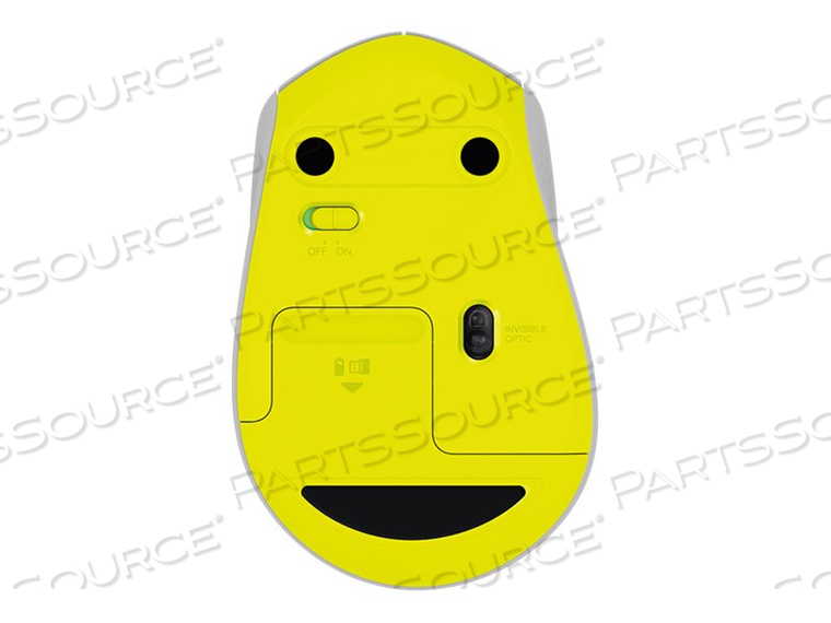 SILENT PLUS, MOUSE, RIGHT-HANDED, OPTICAL, 3 BUTTONS, WIRELESS, 2.4 GHZ, USB WIRELESS RECEIVER, GRAY, YELLOW by Logitech SILENT PLUS, MOUSE, RIGHT-HANDED, OPTICAL, 3 BUTTONS, WIRELESS, 2.4 GHZ, USB WIRELESS RECEIVER, GRAY, YELLOW by Logitech